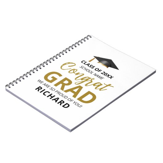 Gold en zwart | Moderne Afstuderen aangepaste cade Notitieboek (Linkerzijde)