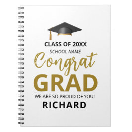 Gold en zwart | Moderne Afstuderen aangepaste cade Notitieboek