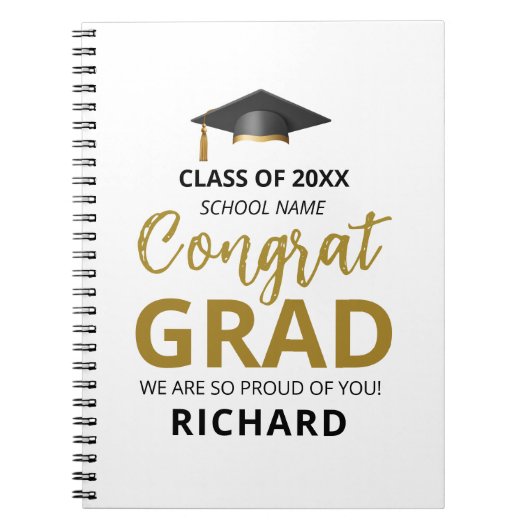 Gold en zwart | Moderne Afstuderen aangepaste cade Notitieboek (Voorkant)