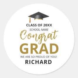 Gold en zwart | Moderne Afstuderen aangepaste cade Ronde Sticker