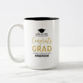 Gold en zwart | Moderne Afstuderen aangepaste cade Tweekleurige Koffiemok (Links)