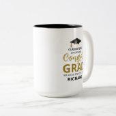 Gold en zwart | Moderne Afstuderen aangepaste cade Tweekleurige Koffiemok (Voorkant rechts)