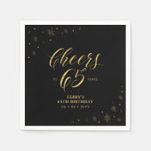 Gold en zwart | Moderne Cheers 65e Birthday Party Servet (Voorkant)