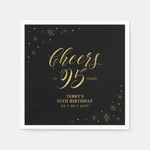 Gold en zwart   Moderne Cheers 95e Birthday Party Servet