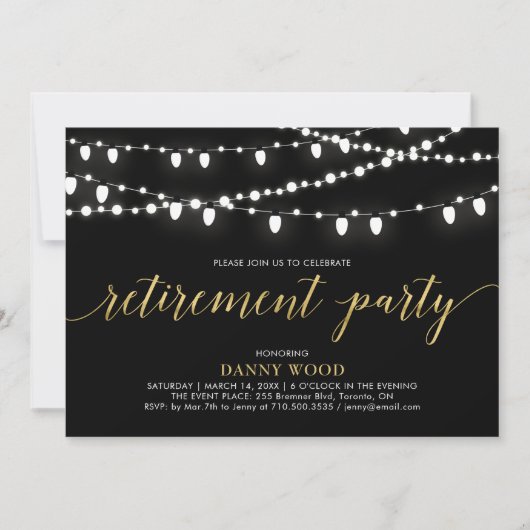 Gold en zwart | Moderne chic Retirement Party Kaart (Voorkant)