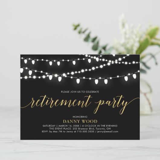 Gold en zwart | Moderne chic Retirement Party Kaart (Staand voorkant)