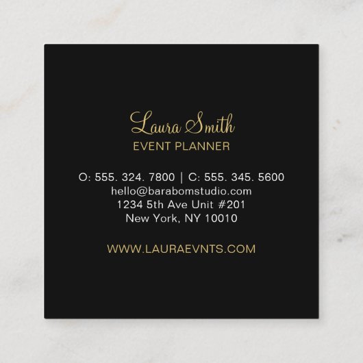 Gold en zwart | Moderne cirkelvormig monogram Vierkante Visitekaartje (Achterkant)