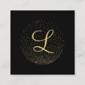 Gold en zwart | Moderne cirkelvormig monogram Vierkante Visitekaartje (Voorkant)