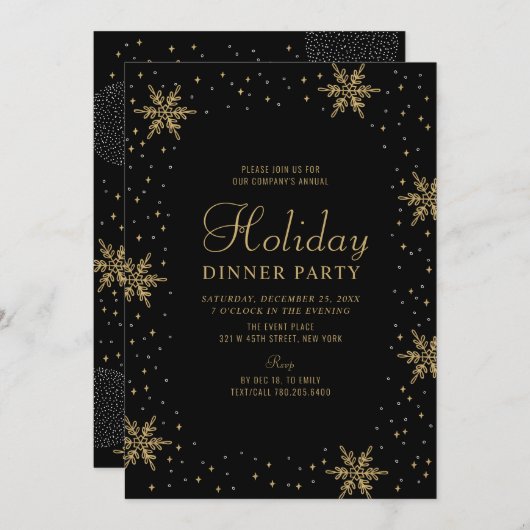 Gold en zwart | Moderne feestdag binnenpartij Kaart (Voorkant / Achterkant)