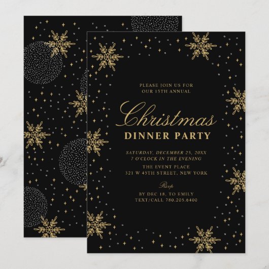 Gold en zwart | Moderne kerstfeestdag Kaart (Voorkant / Achterkant)