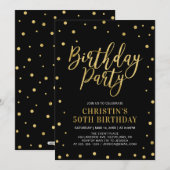 Gold en zwart | Moderne volwassen 50e verjaardag Kaart (Voorkant / Achterkant)
