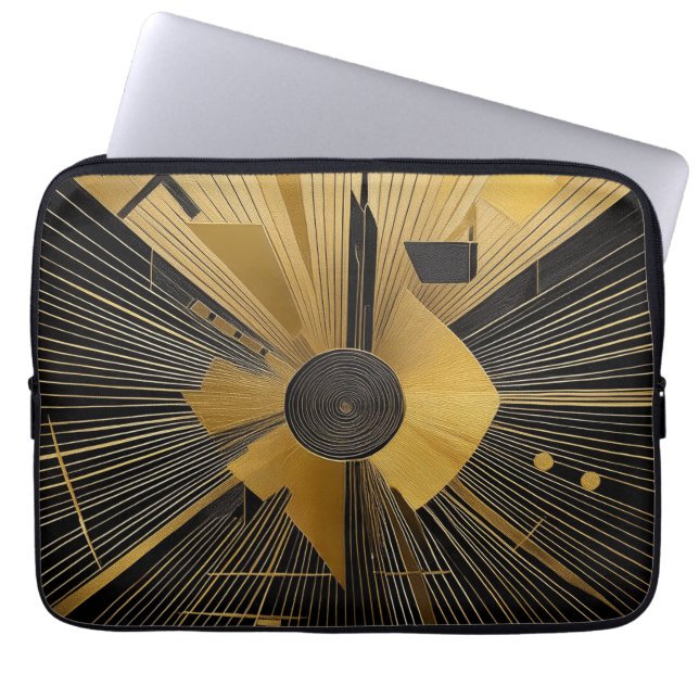 Gold- en zwart ontwerp laptop sleeve (Voorkant)