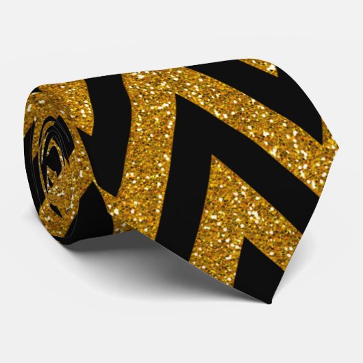 Gold- en zwart Patroon Stropdas (Opgerold)