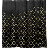 Gold- en zwart Quatrefoil-patroon Douchegordijn (Voorkant)
