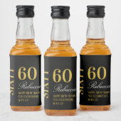 Gold- en zwart-Script elegant 60th Birthday Party Likeurfles Etiket (Flessen)