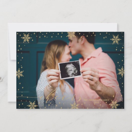 Gold en zwart | Snowflakes Cheers FotoKerstmis C Kaart (Voorkant)