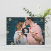 Gold en zwart | Snowflakes Cheers FotoKerstmis C Kaart (Staand voorkant)