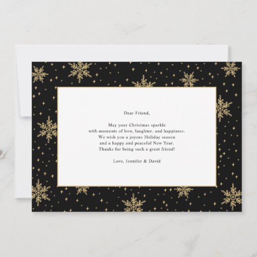 Gold en zwart | Snowflakes Cheers FotoKerstmis C Kaart (Achterkant)