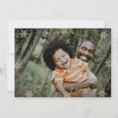 Gold en zwart | Snowflakes Merry Photo Kerstmis Ca Kaart (Voorkant)