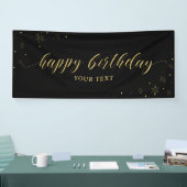 Gold en zwart | Sparkle Happy Birthday Party Banne Spandoek (Beurs)