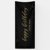 Gold en zwart | Sparkle Happy Birthday Party Banne Spandoek (Verticaal)