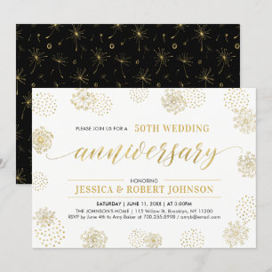 Gold en zwart Stijlvol 50th Wedding Jubileum Kaart