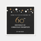 Gold en zwart thema 60e verjaardag servet (Voorkant)