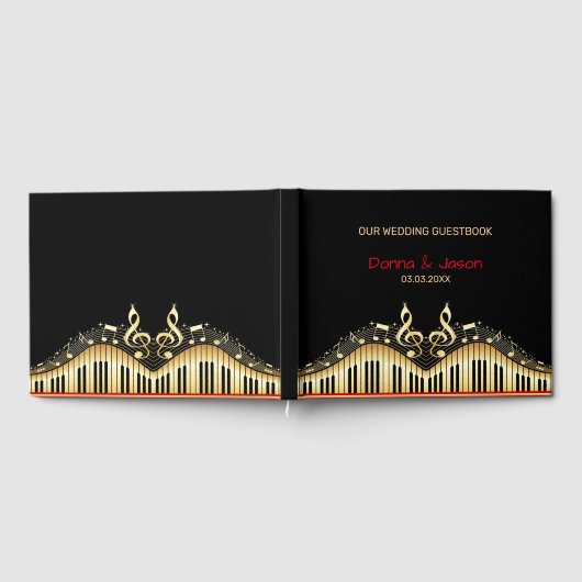 Gold- en zwart toetsenbord gastenboek (Volledig)