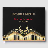 Gold- en zwart toetsenbord gastenboek (Voorkant)