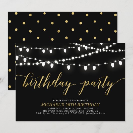 Gold en zwart | Volwassen Mannen 50e verjaardag Kaart (Voorkant / Achterkant)