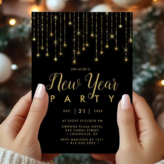 Gold- en zwart-witlampjes, nieuw jaar oud kaart