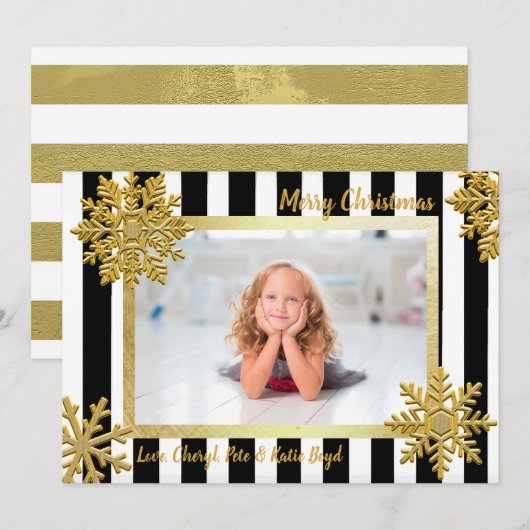  Gold- en zwarte, aangepaste kerstfoto's Kaart (Voorkant / Achterkant)