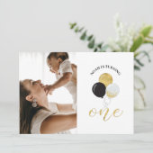 Gold- en zwarte ballonnen | Jongen 1e verjaardag Kaart (Staand voorkant)