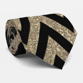 Gold en zwarte Chevron Stropdas (Opgerold)