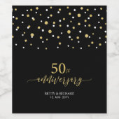Gold en zwarte Confetti - 50e Jubileum Wijn Etiket (Enkel label)