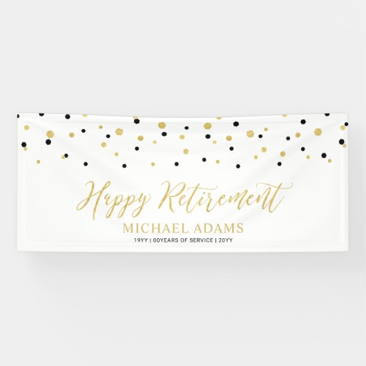 Gold- en zwarte Confetti | Verbod op een gelukkige Spandoek (Horizontaal)