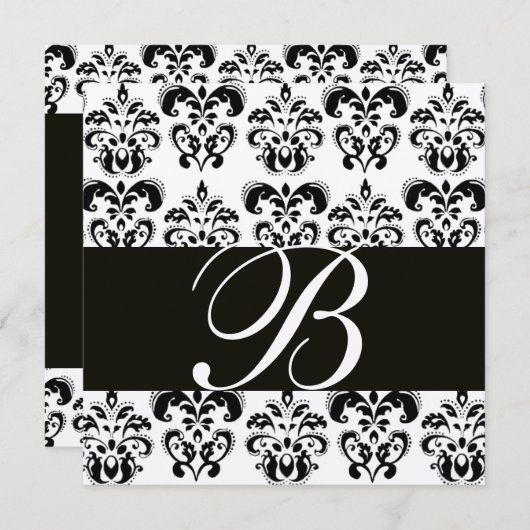 GOLD- EN ZWARTE DAMASKMONOGRAM, wit Kaart (Voorkant / Achterkant)