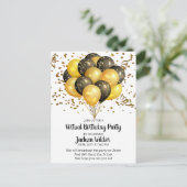 Gold- en zwarte feestdag uitnodiging briefkaart (Staand voorkant)