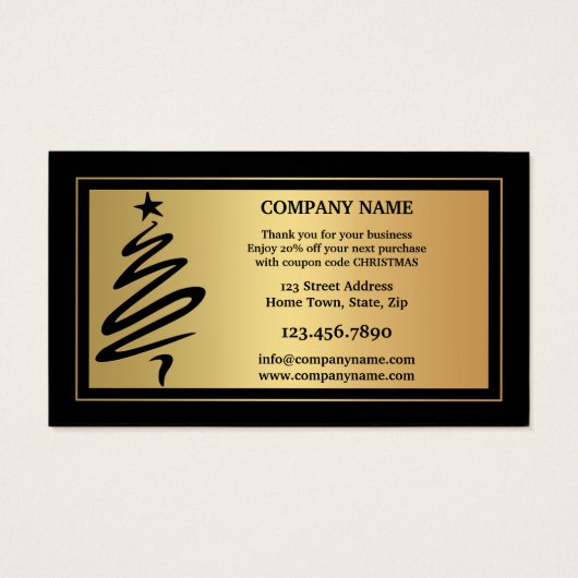 Gold en zwarte Feestdagen Dank u Visitekaartje (Achterkant)