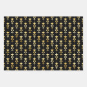 Gold- en zwarte Floral Art Deco-patronen Inpakpapier Vel (Voorkant 3)