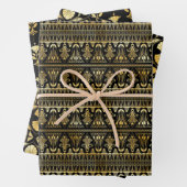 Gold- en zwarte Floral Art Deco-patronen Inpakpapier Vel (In situ)