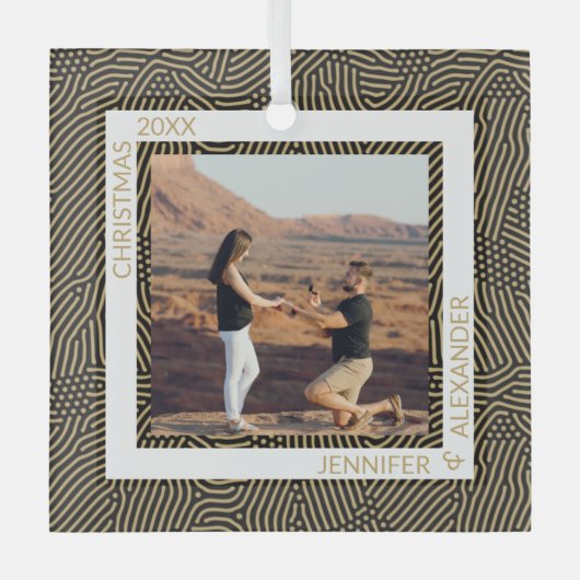 Gold- en zwarte foto glas ornament (Voorkant)