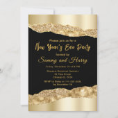 Gold- en zwarte-glam-tranen nieuwjaarsfeest kaart (Voorkant)
