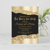 Gold- en zwarte-glam-tranen nieuwjaarsfeest kaart (Staand voorkant)