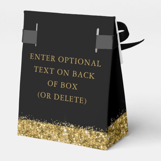 Gold- en zwarte Glitter Speck Confetti-driehoek Bedankdoosjes (Achterkant)