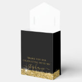 Gold- en zwarte Glitter Speck Confetti-driehoek Bedankdoosjes (Geopend)