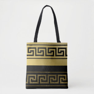 Gold- en zwarte Griekse sleutel Tote Bag