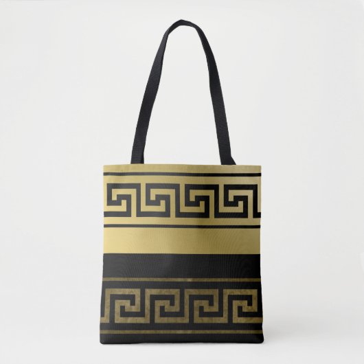 Gold- en zwarte Griekse sleutel Tote Bag (Voorkant)