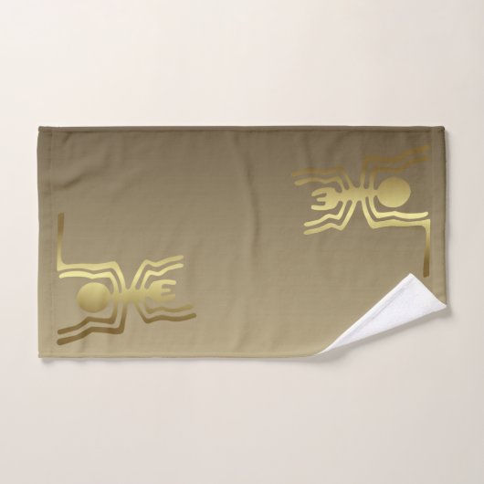Gold- en zwarte handdoeken met oude Nazca Spider (Handdoek)