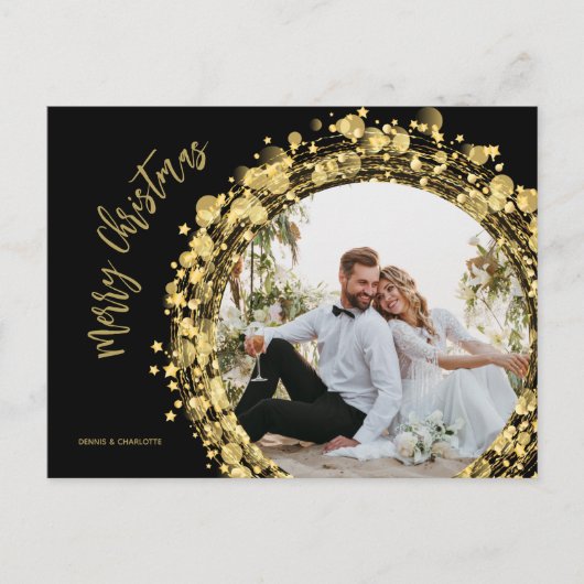 Gold- en zwarte kerst feestdagenkaart (Voorkant)